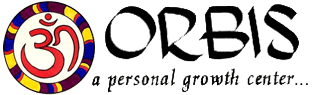 Orbis, A Personal Growth Center; logo represents the Sanskrit sound of OM